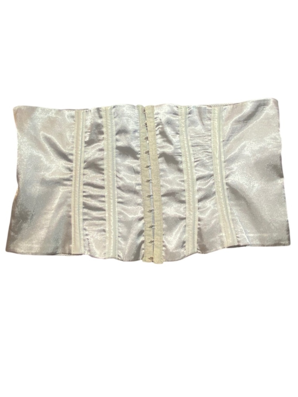 VTG Andrea Rosati Metallic Silver Boned Corset Y2K Archival Cyber Glam Tube Top